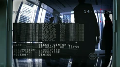 Machine-cam16.jpg (155 KB) This and the following video stills indicate the Machine reviewed its access log to conclude that Denton Weeks perpetrated the unauthorized incoming connection attempts against the Machine. As a result it deems him to be a "threat to the system"