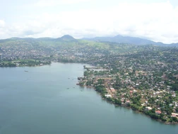 View of Sierra Leone's capital Freetown from the harbour