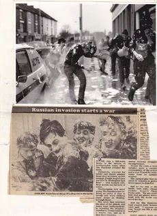 Custard pie fight Russians v Acme Clothing, Northampton 1980