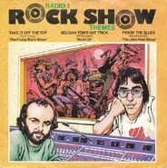 Peel (on the left) with Tommy Vance in cartoon mode, on a 7" vinyl, called Radio 1 Rock Show Themes (Polydor, 1982)