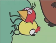 Chirp on top of Peep as seen in Tree Feller