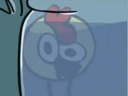 Peep as seen through a glass of water