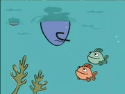 ATTENTIONFISH.png (602 KB) Quack upside-down in his pond with two fish