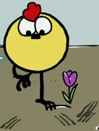 Peep raking the soil