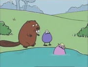 Newpondpls.png (743 KB) Quack with Beaver Boy's father and Pink Quack in his pond