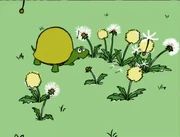 Newton watching dandelions