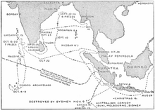 Route of SMS Emden