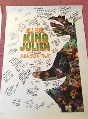 One of the two signed posters she received from the All Hail King Julien Crew.