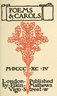 Selwyn Image (1849-1930), Poems and Carols, 1894. Courtesy Internet Archive.