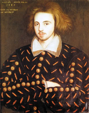 Portrait of a 21-year-old, supposedly Christopher Marlowe, 1585. Courtesy Wikimedia Commons.