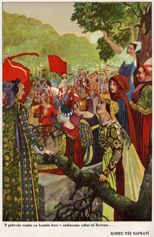 Illustration for All's Well That Ends Well. Painting by Artus Scheiner (1863-1938), before 1923. Courtesy Wikimedia Commons.