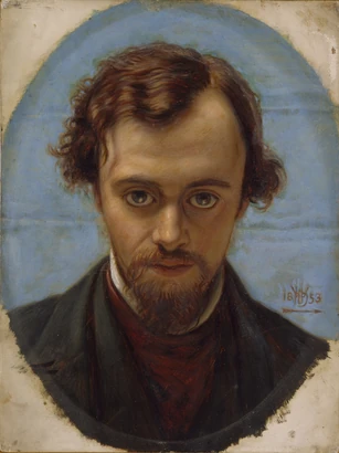 Dante Gabriel Rossetti (1828-1882). Portrait by William Holman Hunt (1827-1910), 1853. Courtesy Wikimedia Commons.