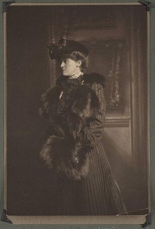 Edith Newbold Jones Wharton in hat with fur muff