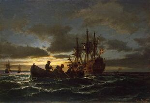 800px-Anton Melbye (painter) - Sea at Night - WGA14749