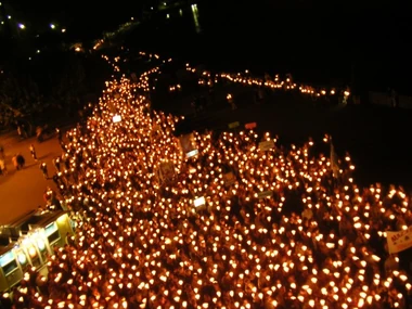 Torchlight procession, Lourdes, France. Courtesy 501 Places.