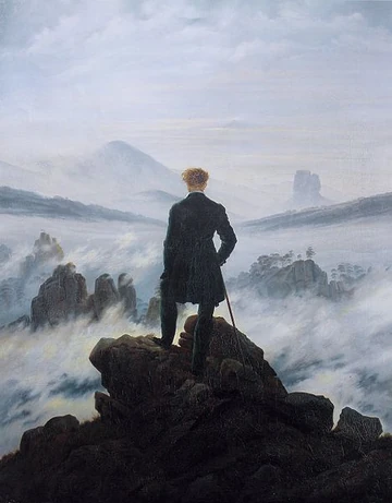 Wanderer Above the Sea of Fog, by Caspar David Friedrich (1774-1840), 1818. Courtesy Wikimedia Commons.