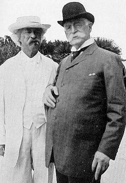 Mark Twain and Henry Huttleston Rogers in 1908. Courtesy Wikimedia Commons.