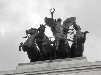 The Angel of Peace Descending on the Chariot of War, by Adrian Jones (1845-1938), Constitution Arch near Hyde Park, London, 2006. Photo by Jacqueline Bannerjee. Courtesy The Victorian Web.