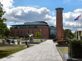 Royal Shakespeare Theatre in 2011. Photo by David Dixon. Licensed under Creative Commons, courtesy Geograph.org.