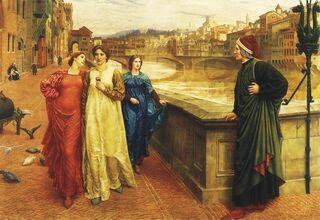 "Dante meets Beatrice at Ponte Santa Trinita." Painting by Henry Holiday (1839-1927), 1883. Courtesy Wikimedia Commons.