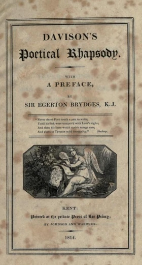 1814 edition of Davison's Poetical Rhapsody. Courtesy Internet Archive.