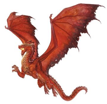 red dragon flying fire