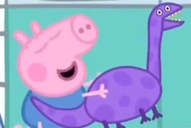 Mini poussette Peppa Pig Richard lapin dans véhicule dinosaure !!Tout neuf  !! #435 681326957881