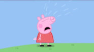 Peppa crying after a bird took her golden boots