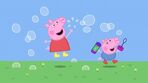 Peppa and George playing with bubbles