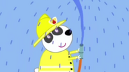 Mrs. Panda working as a firefighter