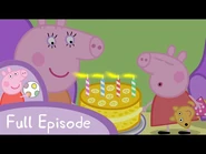 Peppa blowing her birthday cake.