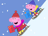 Peppa and George sledding