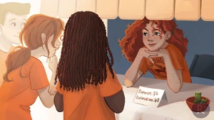 Rachel vendant ses services d'Oracle aux demi-dieux