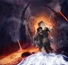 Percy et Annabeth voyageant dans le Tartare