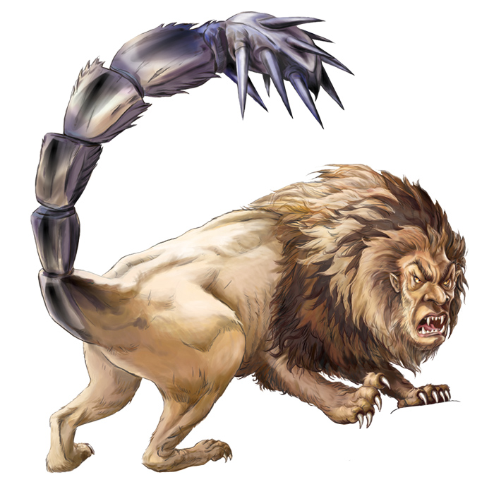 Существо с головой льва и хвостом скорпиона