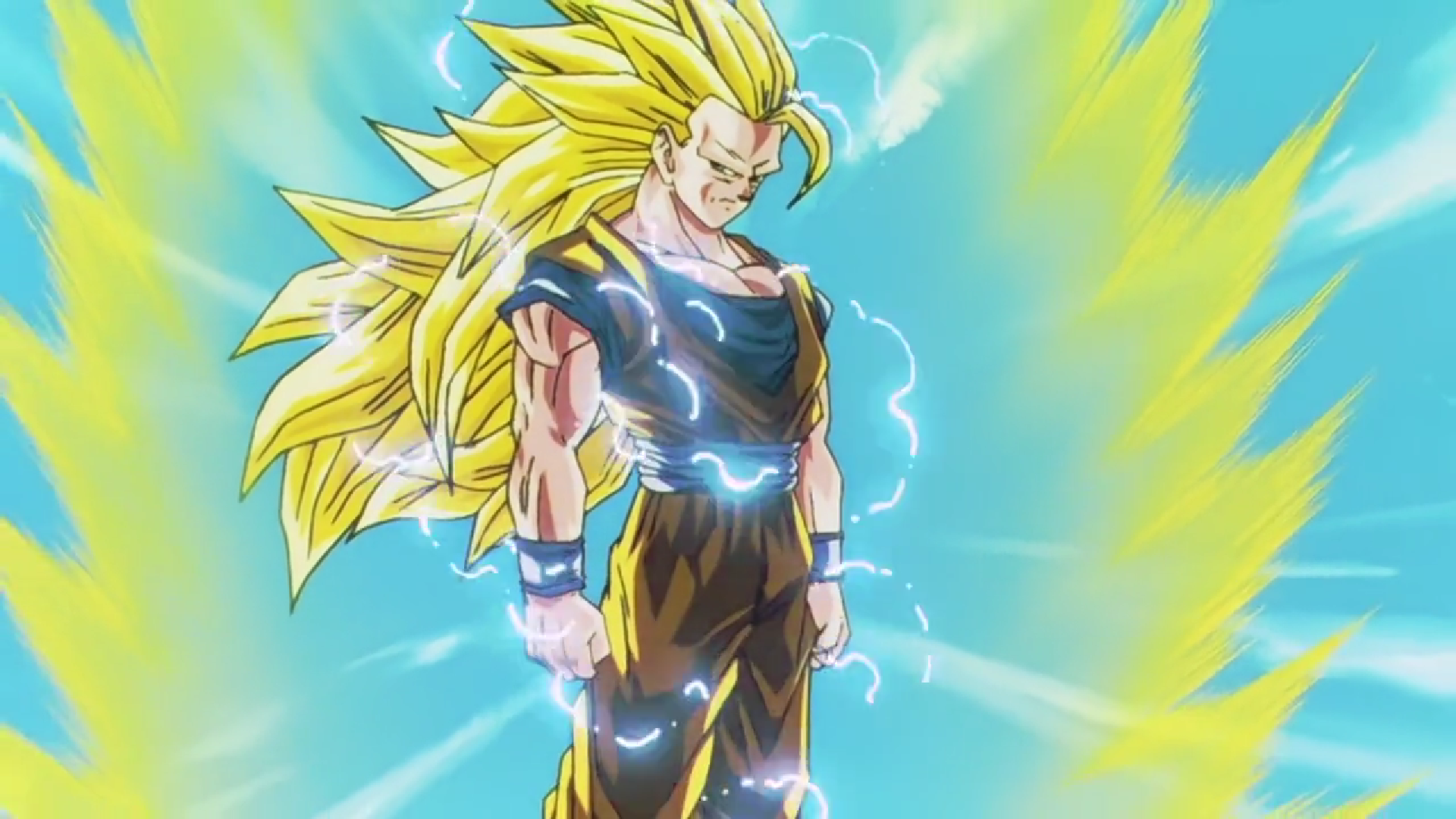 Download Goku powers up to Super Saiyan level in the amazing