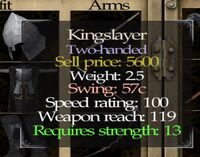 Kingslayer stats