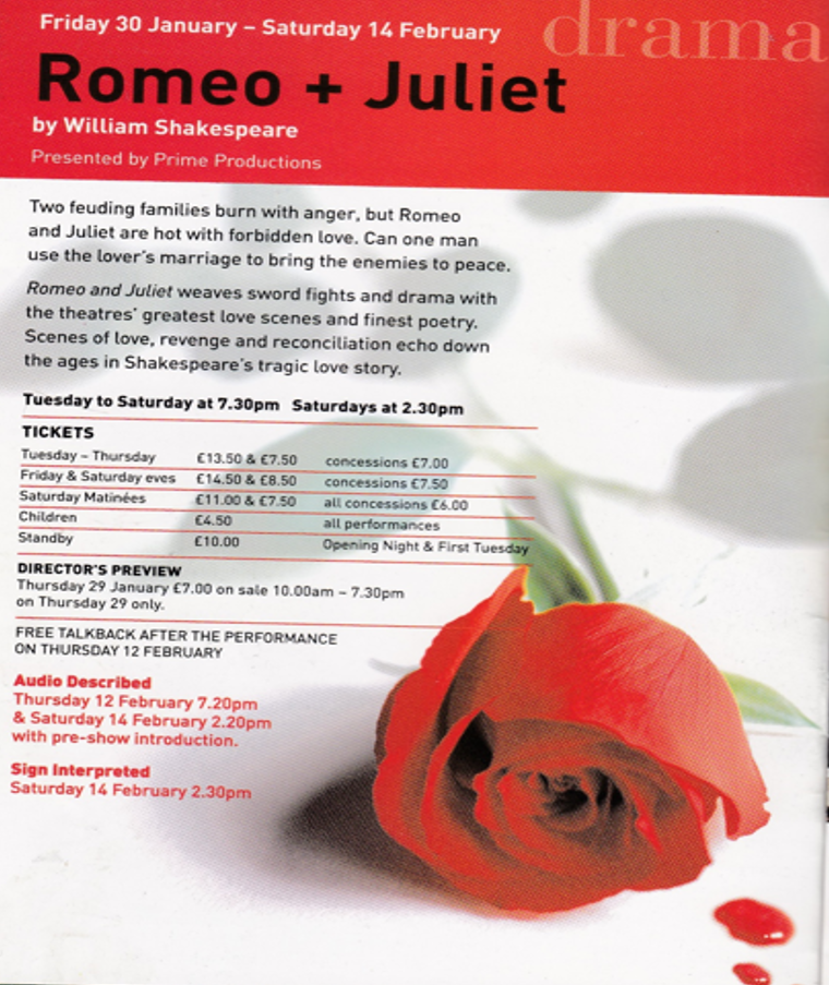 Romeo and Juliet 2004 Perth Theatre Scotland Wiki Fandom