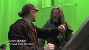 Serkis talking to Luke Evans as Girion before filming.