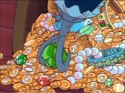 Hook's hook is able to open up to grab various items, as demonstrated in The Rake where he uses it to pick up an emerald