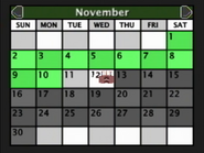 Green calendar depicting November 12, 1997