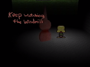 The red tool telling Paul to keep watching the windmill
