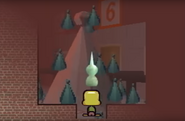 Large cone piece with the smaller blue cone pieces moving around it from the Computer room