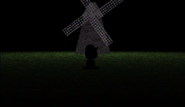 Marvin's silhouette against the windmill