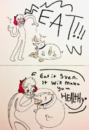 Meme comic of Pewds overfeeding Sven