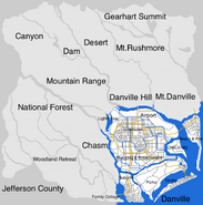 Map of Danville & Jefferson County with marked locations (incomplete)