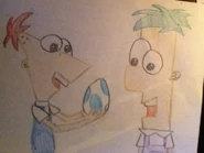 Young Phineas and Ferb with Perry's egg!
