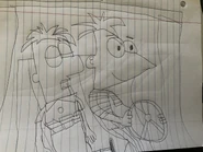Ferb sleeping in Phineas’ van