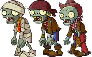 Mumien-Zombie, Piraten-Zombie, Cowboyzombie
