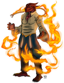 Red Dragonborn Fire Wizard